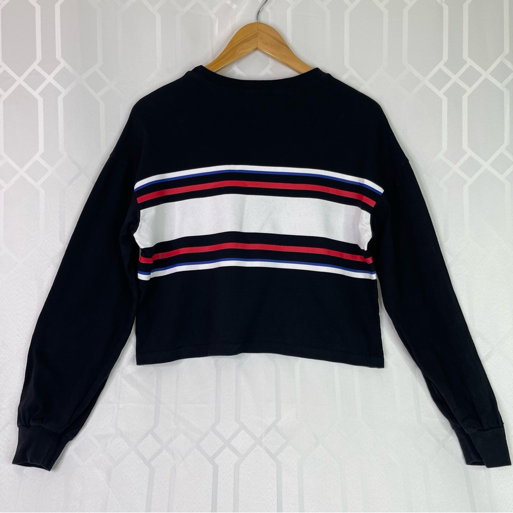 Forever 21 Striped Cropped Long Sleeve Knit Sweater Size Small